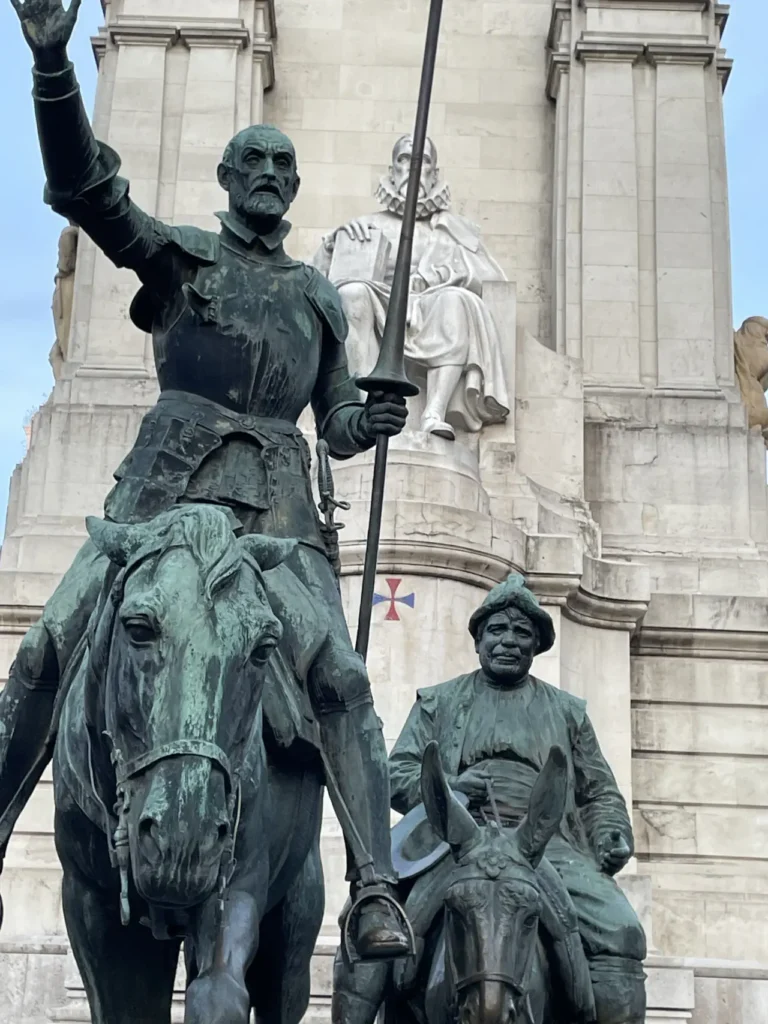 madrid city don quixote and sancho panza statue