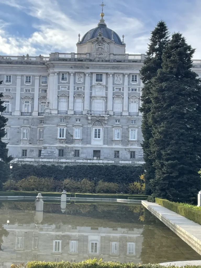 madrid city palacio real de madrid and front pool